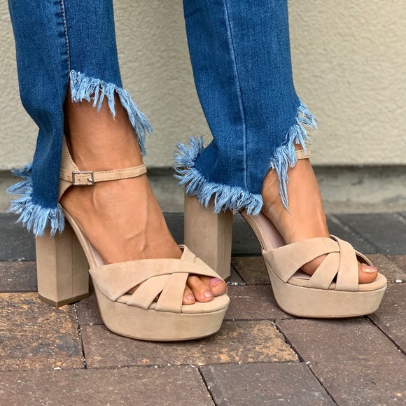 Genuine Suede Towering Heel Platform Sandal - Picture 7 of 8